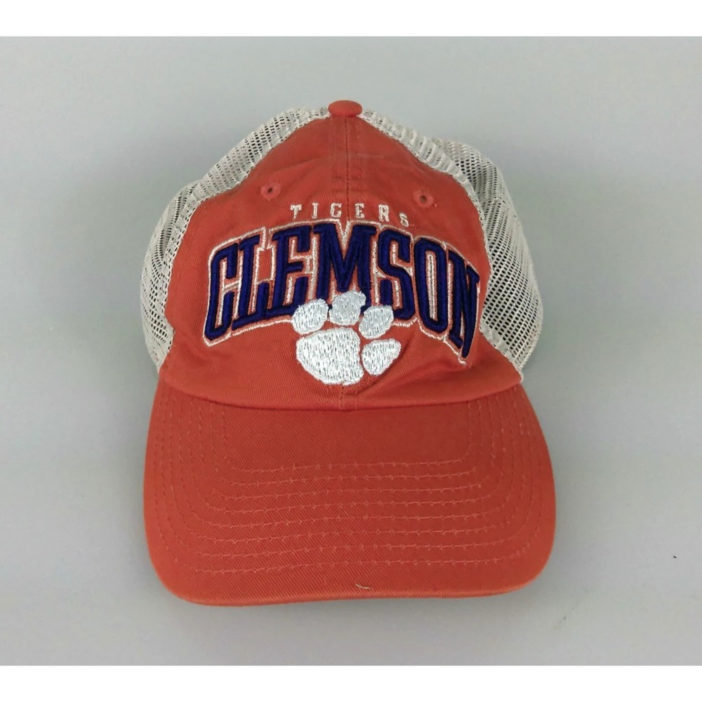 Clemson Tigers Fan Favorite Hat Orange Mesh Trucker Snapback NCAA Paw Logo